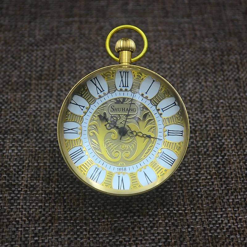 Модные карманные часы со стеклянным шаром старинные ретро механические с