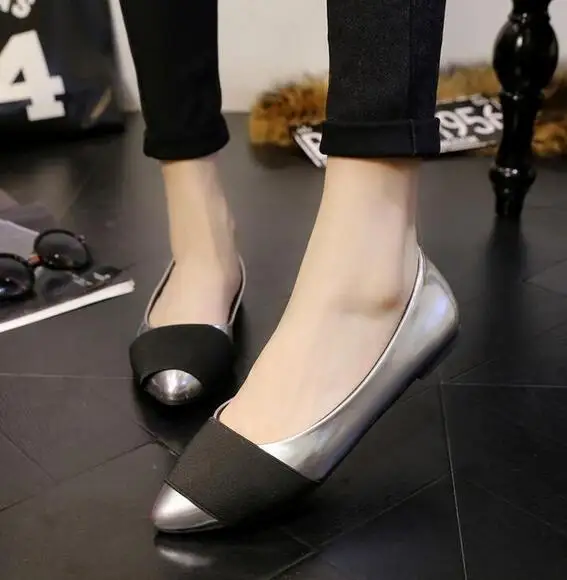 Новый 2016 весна лето свободного покроя острым носом обувь женская мокасины