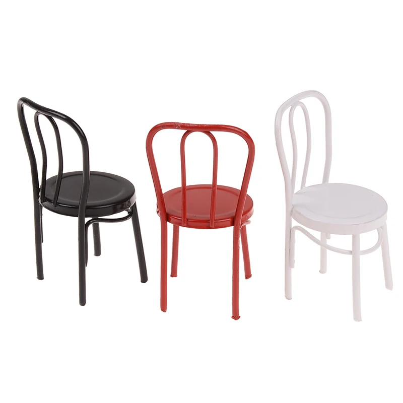 

Dollhouse Miniature 1:12 Iron Chair model for Blyth BJD Dolls House Furniture for dolls mini chair toys for children 3 Colors