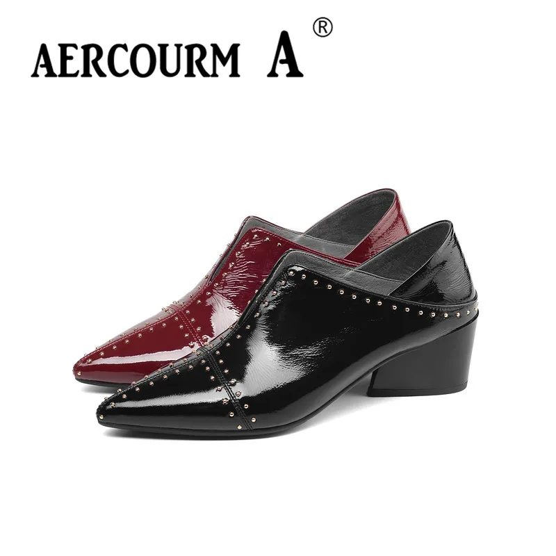 Aercourm A/2018 Женская шелковая обувь с заклепками женская из натуральной кожи