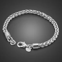 new fashion mens sterling silver bracelet 100 solid 925 silver 5mm 20cm bracelet vintage silver boy man jewelry gift