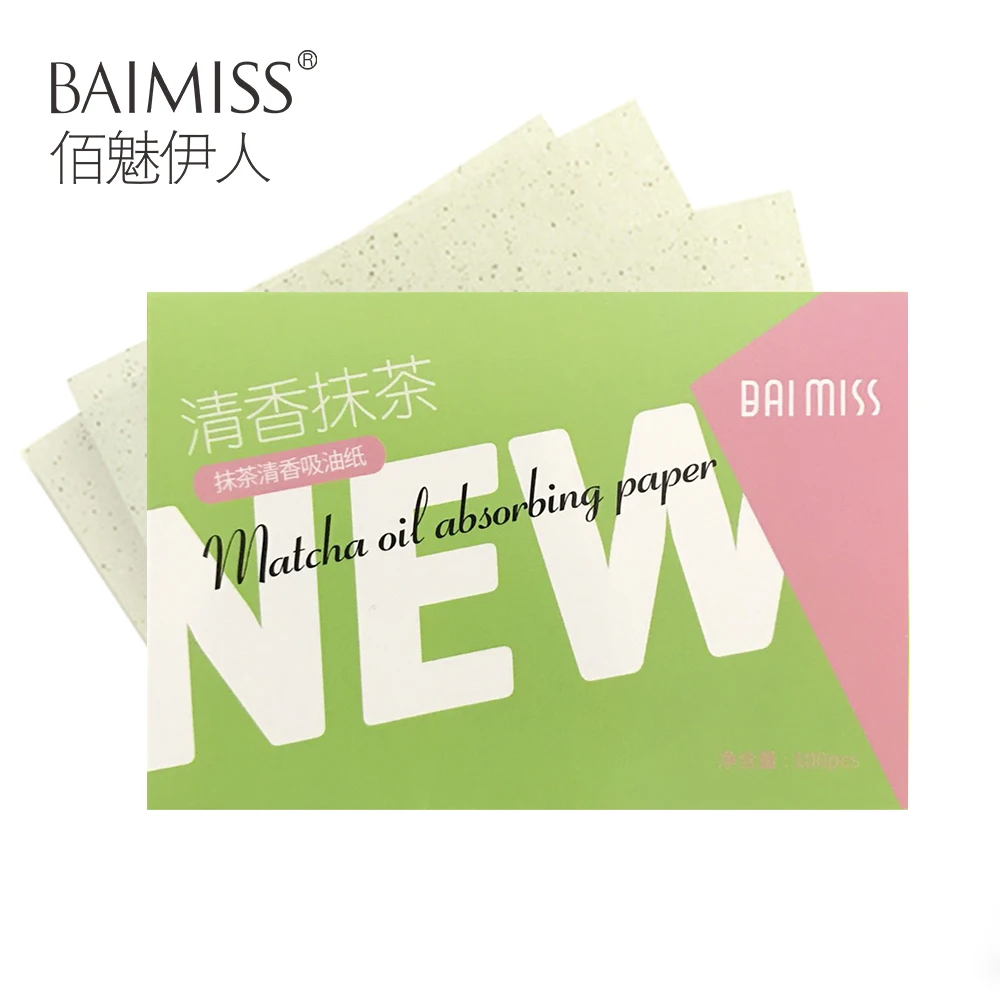 Абсорбирующая бумага для лица BAIMISS Matcha, впитывающие масло листы, глубокое очищение, средство для удаления черных точек, лечение акне, товары для красоты