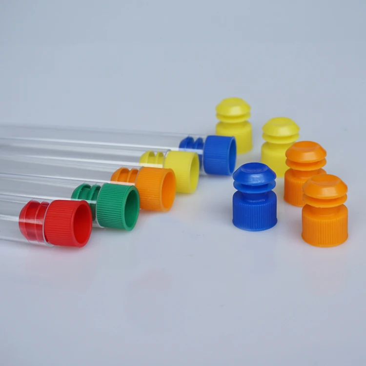 

100pcs/pack 15*100mm (9ml) Transparent Hard Plastic Test Tube with Colorful Cap ( Leave Message for The Color You Need)