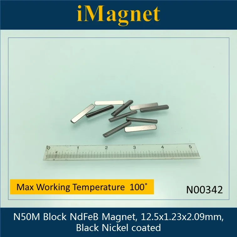N00342 50 шт. N50M Блок редкоземельный неодимовый магнит 12 5x1 23x2 09 мм Cuboid Ndfeb для