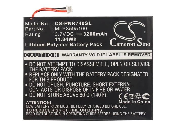 

Аккумулятор Cameron Sino 3200 мАч MLP3595100 для планшета Pandigital, R7T40WWHFI