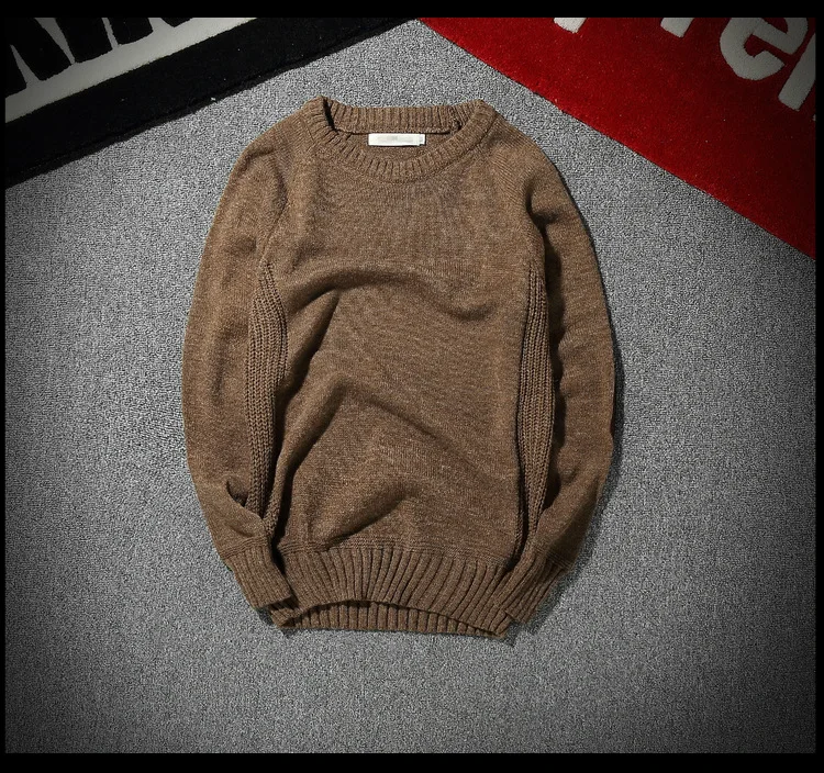 MRMT Brand Men's Sweater Elbow Corduroy Patch Retro Solid Color Round Neck Pullover Sweater for Male Sweater
