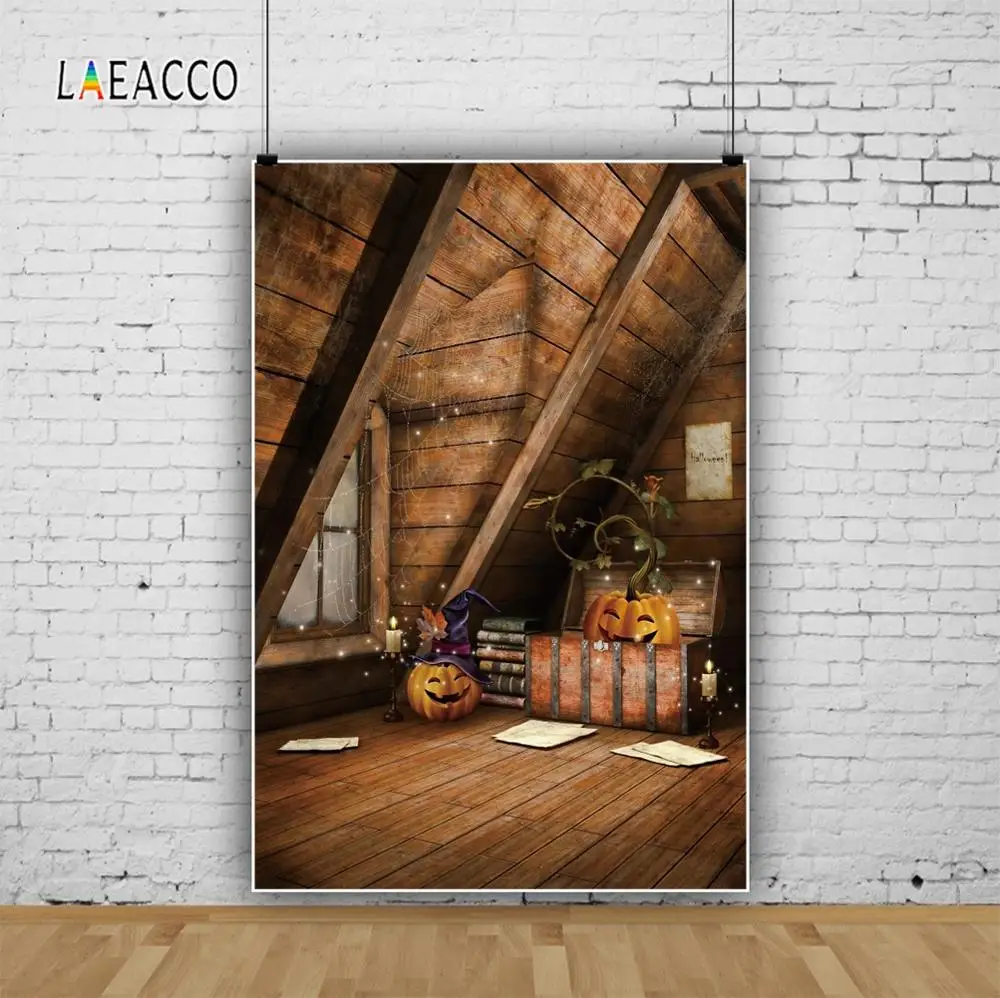 Laeacco Cabin деревянный дом Тыква Паук Паутина Волшебные фотографические фоны