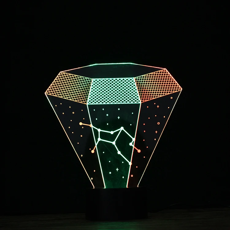 Новинка изобретение 3d Знак Зодиака Дева ночник Смешанные Цвет лампа Usb спальня