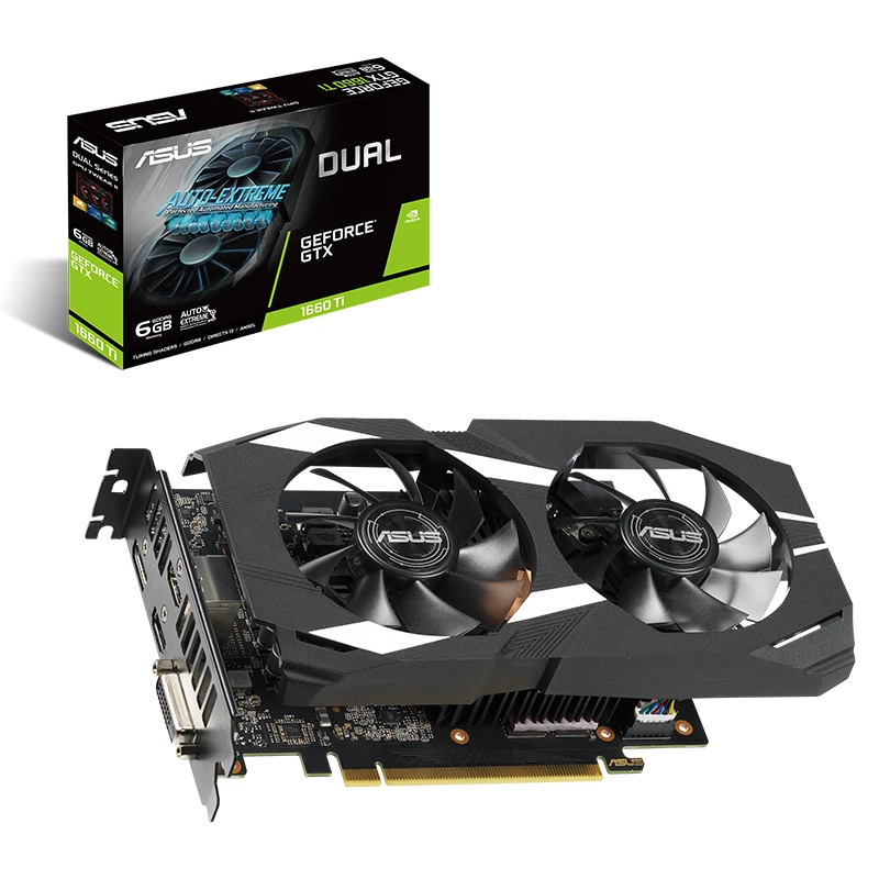 ASUS DUAL GTX 1660Ti O6G Snow Leopard настольная ПК игра Дискретная графика GTX1660TI 6G DDR6|Видеокарты|