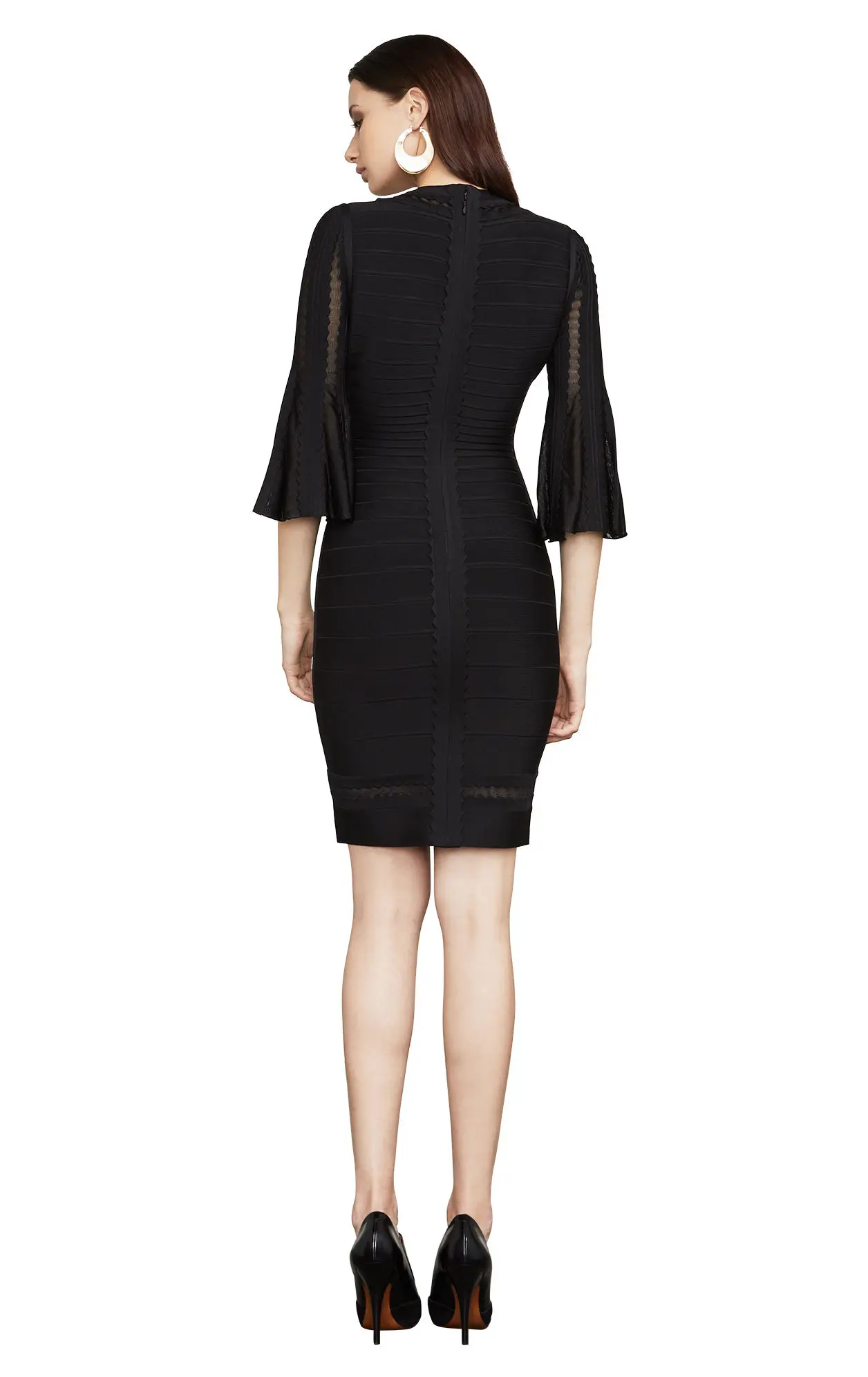 HL высококачественное Сетчатое вечернее черное облегающее платье до колена с