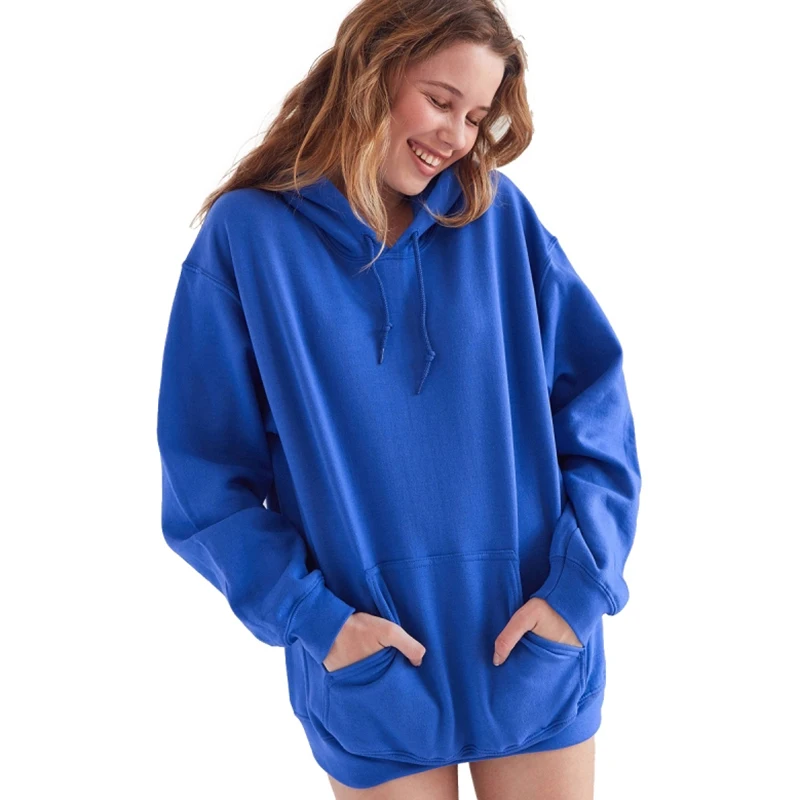 Толстовка HDY Haoduoyi Женская черная синяя с карманами на шнурках|hoodies female|sweatshirt