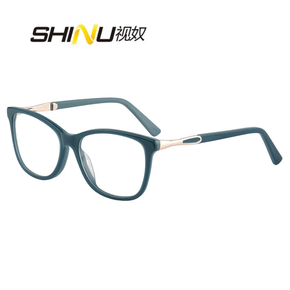 C6 blue SHINU ацетатные женские очки прогрессивные Мультифокальные очки для чтения фотохромные анти-голубые лучи анти-УФ очки для леди - Цвет оправы: C6 blue