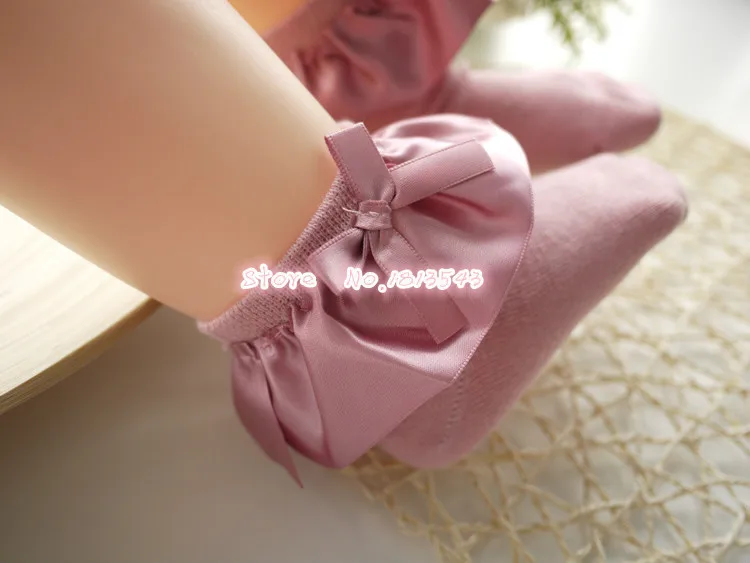 One Pairs Sweet Girls Kids Frilly Satin Lace Cotton Socks Princess Lace Bow Soft Trim Baby Toddler Short Socks High Quality