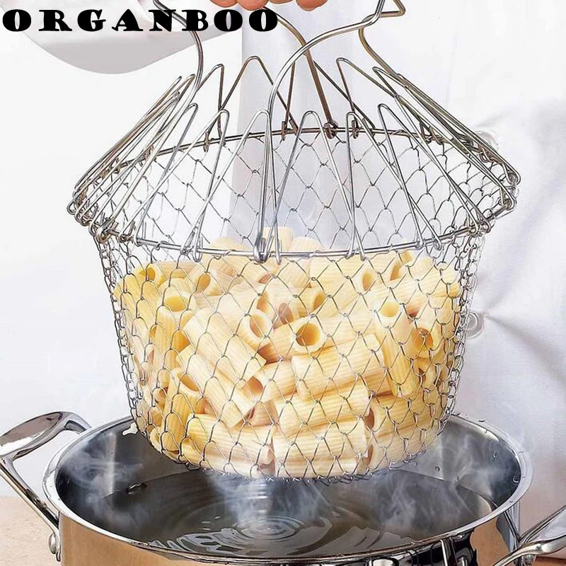Волшебная сетчатая корзина из нержавеющей стали выдвижная для повара кухонная