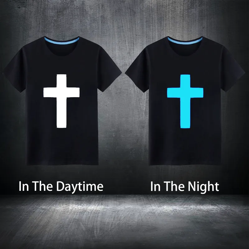 Детская/мужская летняя флуоресцентная футболка с крестом из 100% хлопка мужская