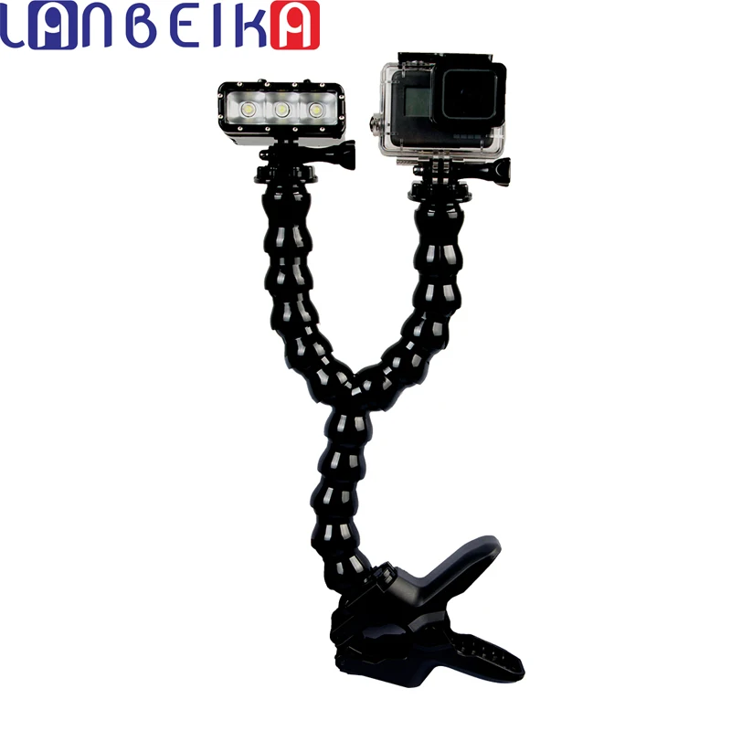 LANBEIKA двойной шейный Регулируемый гибкий зажим с зажимом Штатив для Gopro Hero 9 8 7 6 5