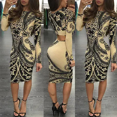 2016 Сексуальное Женское зимнее платье с длинным рукавом облегающий Бандаж