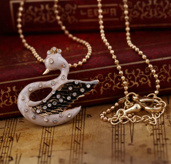 Женское Ожерелье-цепочка с белым лебедем BALANBIU Ювелирное Украшение золотого