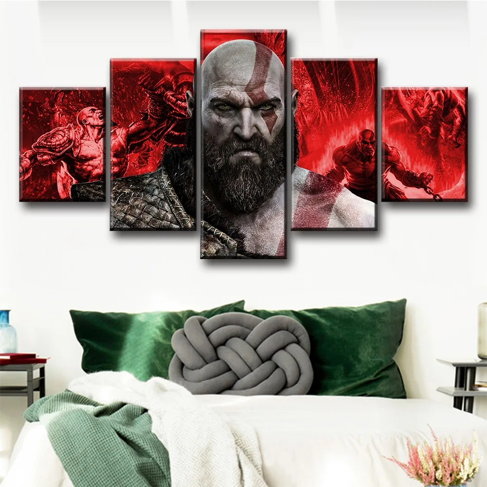 5 шт. игра God Of War Kratos Холст плакат и печатная графика современные декоративные картины маслом Фэнтези настенное искусство для домашнего декора