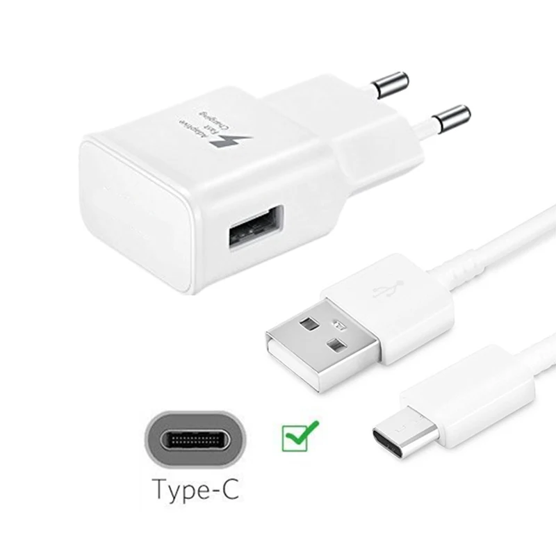 Usb type C кабель белый/черный ЕС зарядное устройство адаптер для samsung Galaxy S10 S10+ S10E S9 Lite S8 Note 9 8 A9 Star A70 A80