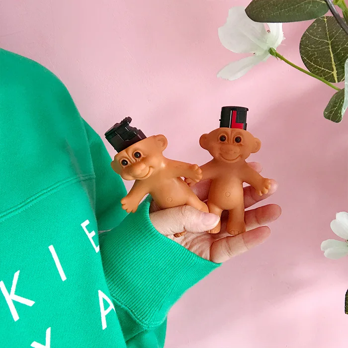 ПВХ пластиковая коробка Милая Фигурка Тролля Зажигалка чехол для зажигалки