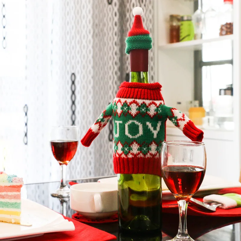 Новогодние товары бутылки вина Обложка сумка Navidad события Званый ужин милые