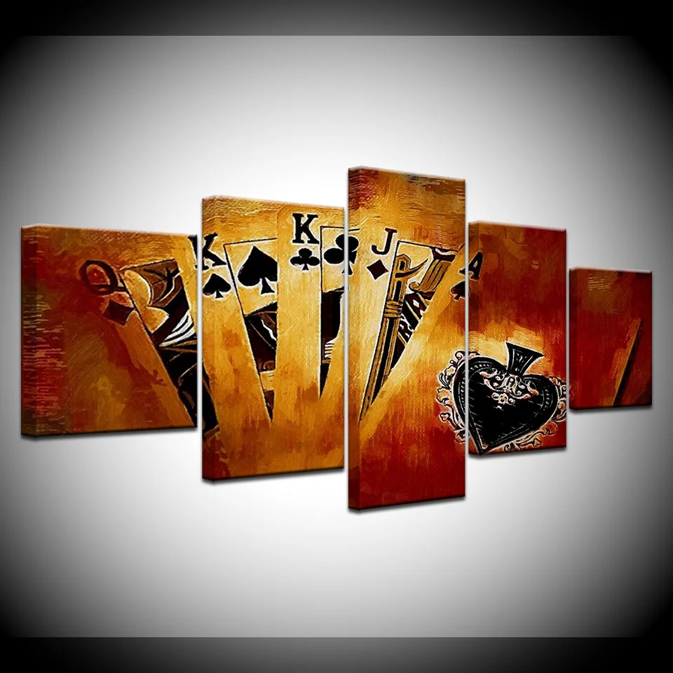 

Modern HD Print Painting Modular Pictures 5 Panel Playing Cards Framework Wall Art Poster Modular Home Decor Living Room Canvas