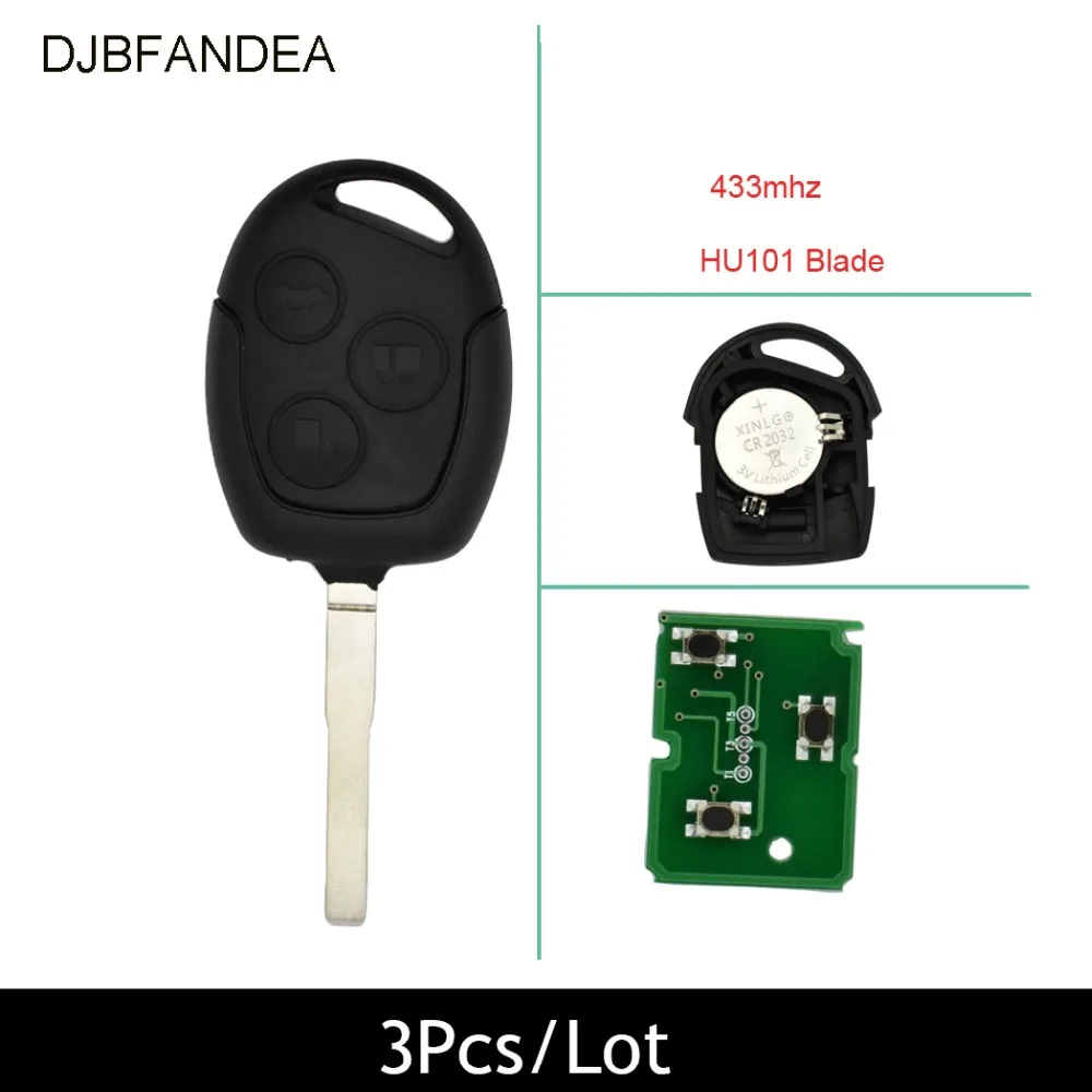 

DJBFANDEA 3PCS/Lot Remote Key for Ford Focus KA C-Max Fiesta Mondeo Galaxy 433MHz HU101 Blade No Chip Keyfob