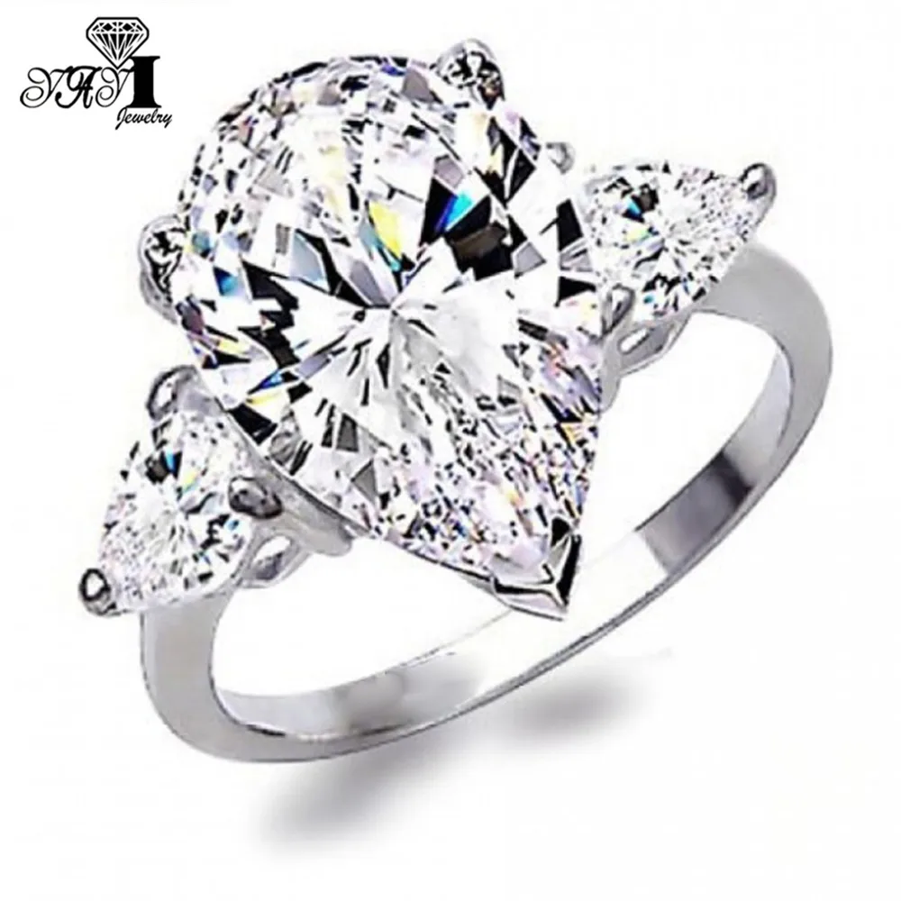 Яйи Модные женские ювелирные изделия кольцо 5CT Белый Циркон CZ цвета: золотистый
