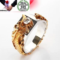omhxzj wholesale european fashion woman man party wedding gift dragon aaa zircon 925 sterling silver 18kt yellow gold ring rr399