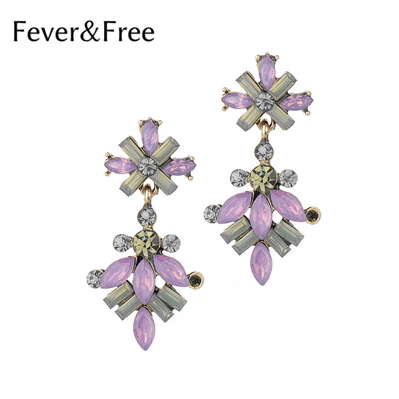 Fever &amp Free цветочные хрустальные Висячие Серьги Подарки для женщин Свадьба