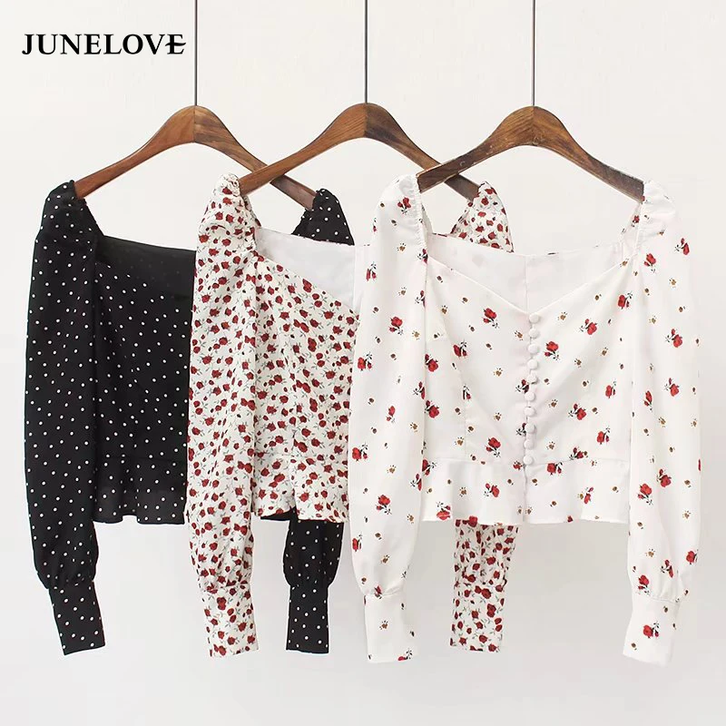 Женская Повседневная Блузка JuneLove с вырезом лодочкой и пуговицами для отдыха на