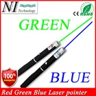 Два шт. супер яркий 5 мВт зеленый Синий лазерная указка ручка лазер Высокая мощность мощный луч светильник CANETA лазерный лазер