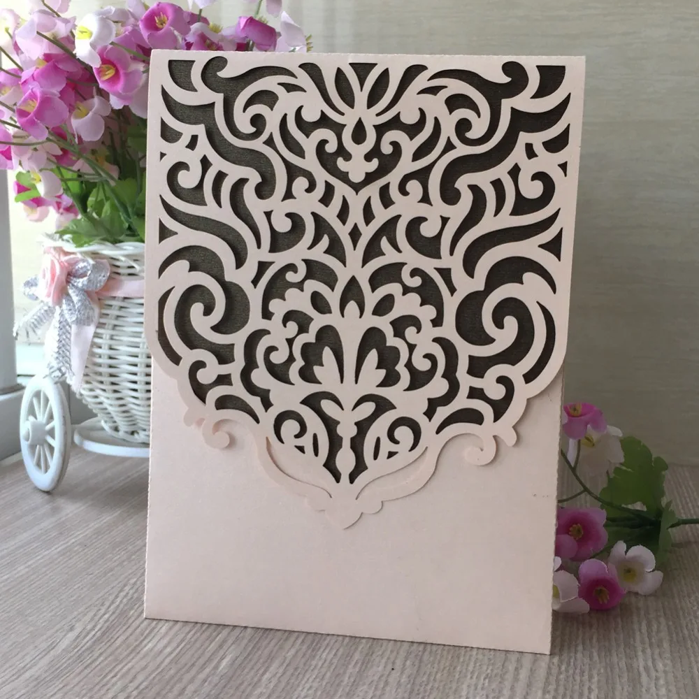 

35pcs Laser Cut Wedding Invitation Cards Pearl Paper Postcard Gift bat/bar mitzvah Christening & Baptism Greeting Blessing card