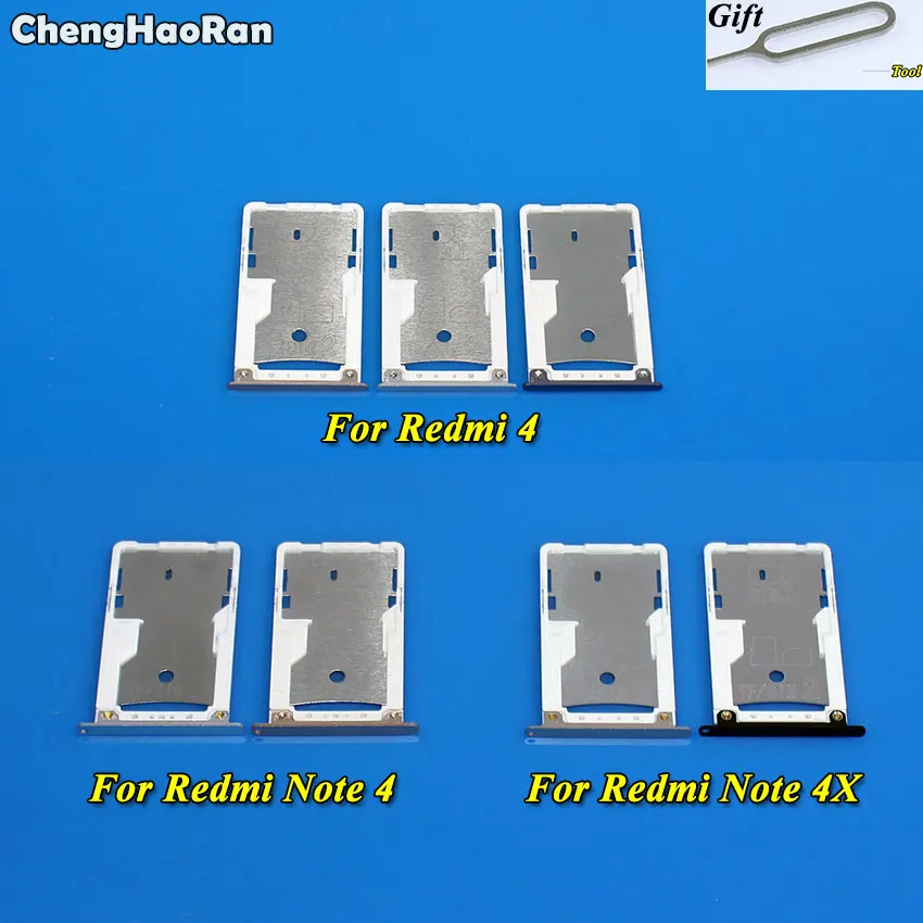 

ChengHaoRan новый держатель лотка для sim-карты Micro SD адаптер держателя слота для Xiaomi Redmi 4 Note 4 4X с инструментом