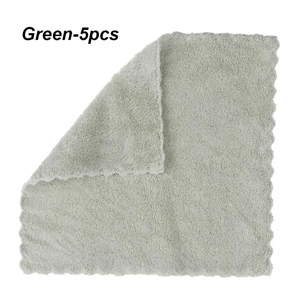 Green-5pcs 1/5 шт. супер Абсорбент микрофибры Кухня Блюдо чистой ткани мягкая посуда домашнее полотенце для уборки губки Кухня инструменты - Цвет: Green-5pcs