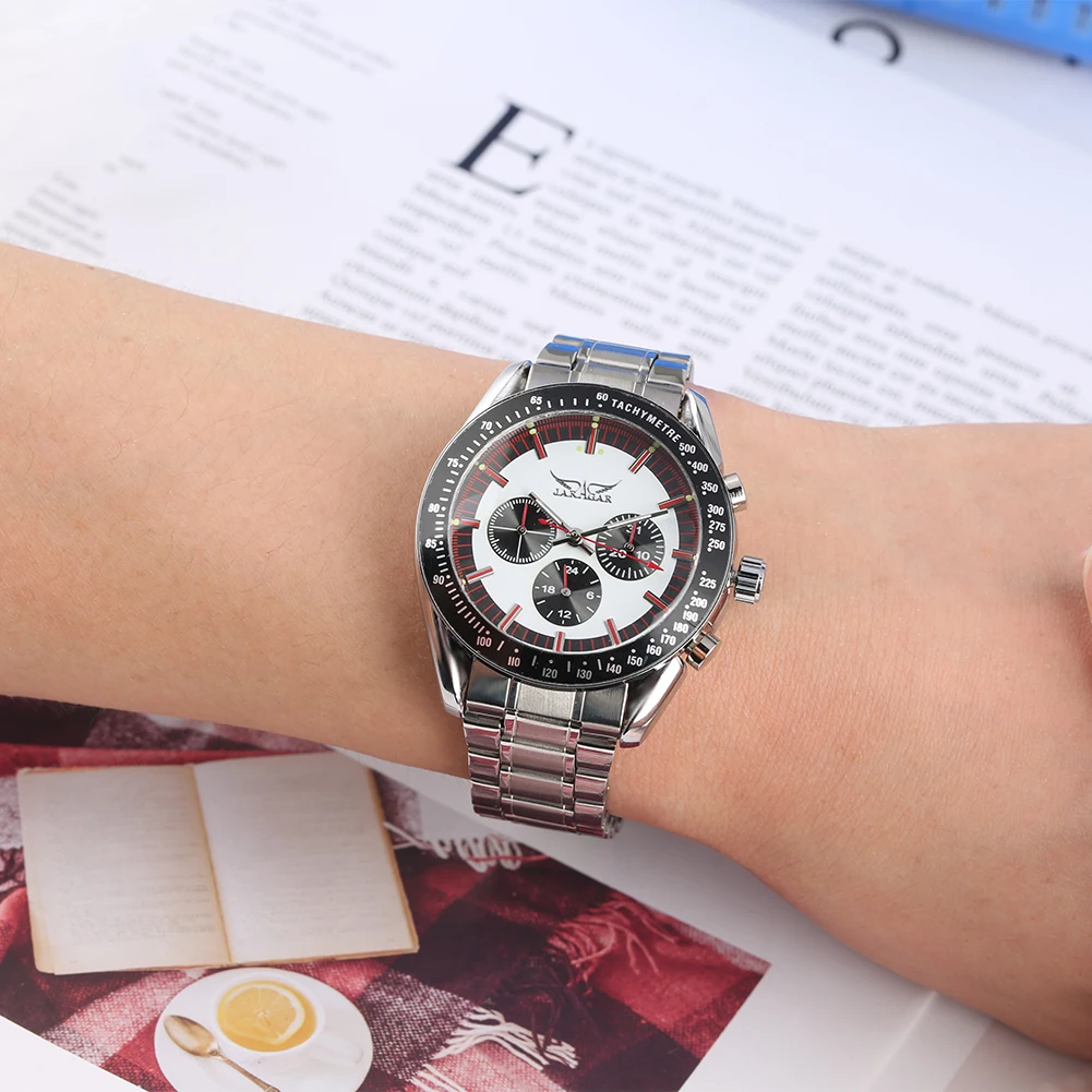 

Men's Watch Automatic Mechanical Watch Stainless Steel Skeleton Unique Black Arabic Numerals Case Mechanical Wristwatch