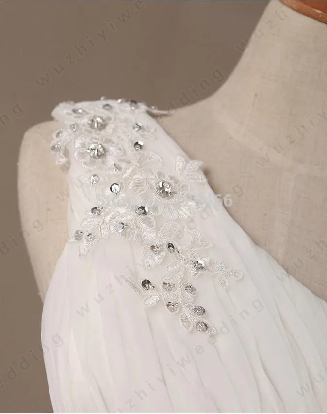 Одно Плечо Органзы босоножки Назад Кружева Бисером Аппликации Ручной Цветы