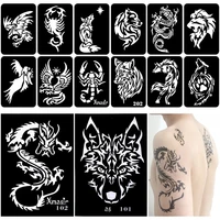 34pcslot men dragon tattoo stencils painting template arm back chest airbrush glitter tattoo sticker reusable 2 large32 small