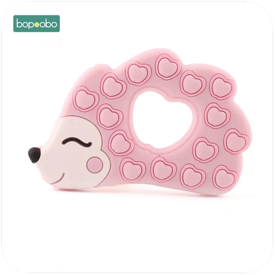 pink hedgehog Bopoobo 1 шт. Детские Прорезыватели Силиконовые Большие Глаза Кошка BPA бесплатно аксессуары для прорезывания зубов пищевой Ежик ожерелье кулоны - Цвет: pink hedgehog