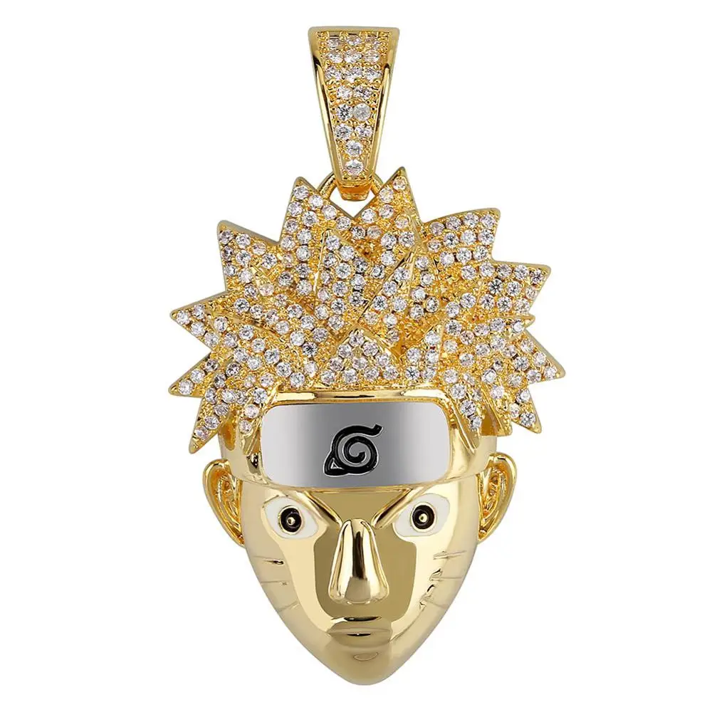 Наруто Узумаки индивидуальное подвесное ожерелье мужское ожерелье c Iced Out CZ цепи хип-хоп/панк золотого цвета Подвески Ювелирные изделия Подарки - Окраска металла: Gold