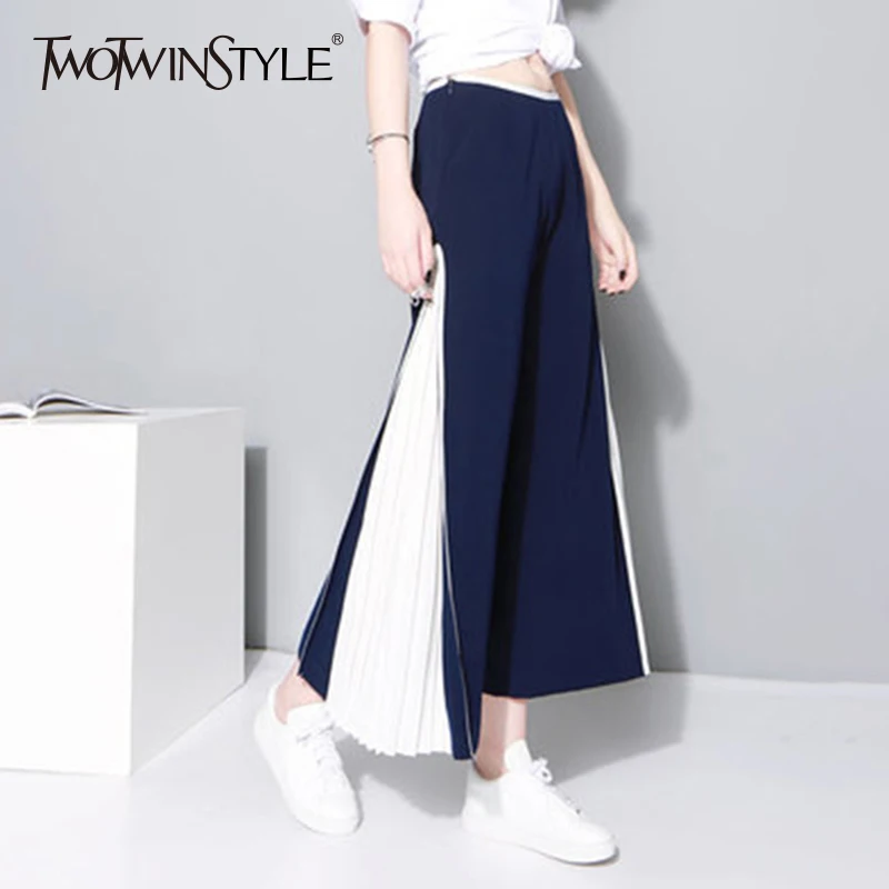 Женские широкие брюки TWOTWINSTYLE шифоновые плиссированные длинные с высокой талией