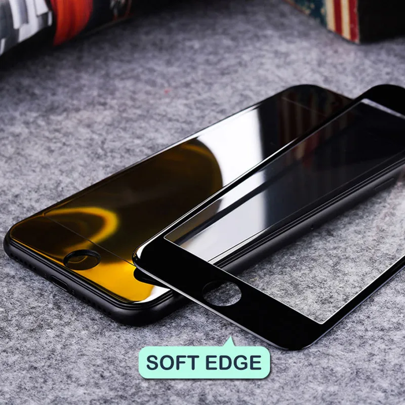 9D закаленное стекло с закругленными краями для iPhone 7, 8 Plus, X, XS, полное покрытие экрана, Защитное стекло для iPhone 7, 8, 6, 6S Plus, пленка