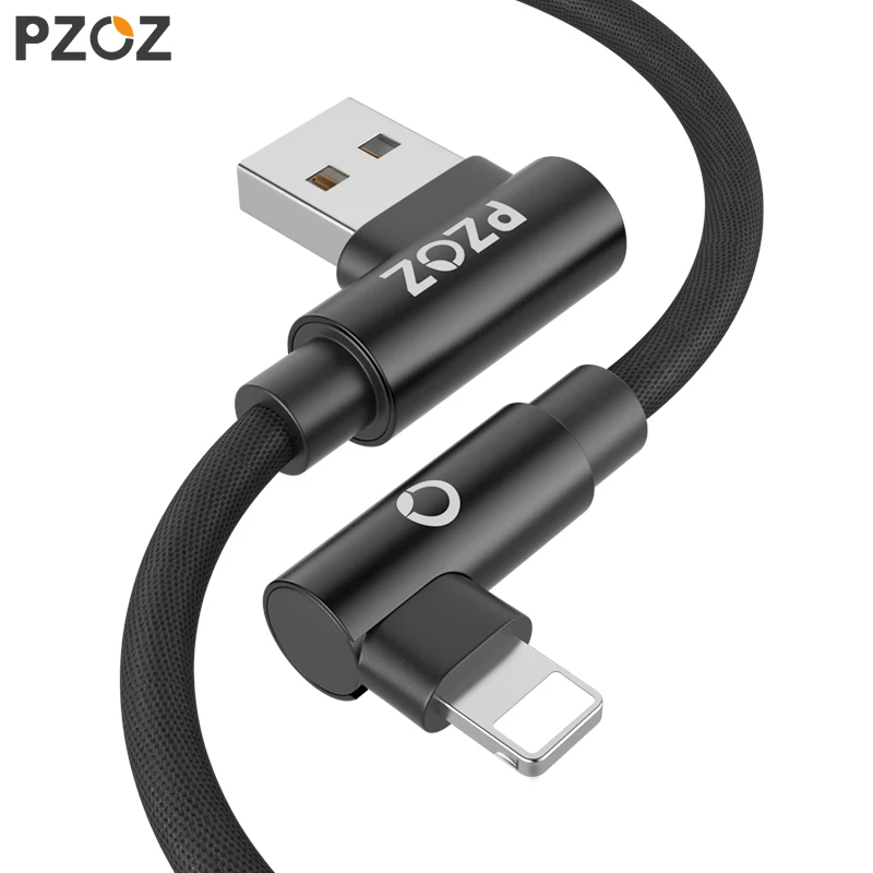PZOZ для iphone зарядное устройство USB кабель Быстрая зарядка 90 градусов usb Шнур кабель для iphone Xr Xs Max 8 7s 6 plus 6s 5 5S se ipad кабель