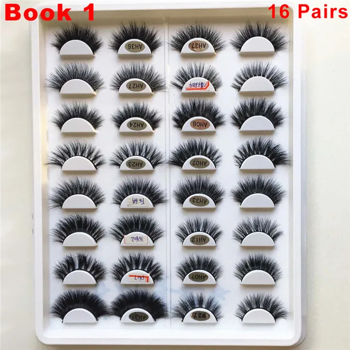 Book -1 16 pairs Натуральные ресницы из меха норки Книга ручной работы накладные макияж ресниц 3d норковые ресницы книга поддельные искусственные ресницы искусственные фареты Maquiagem - Цвет: Book -1 16 pairs