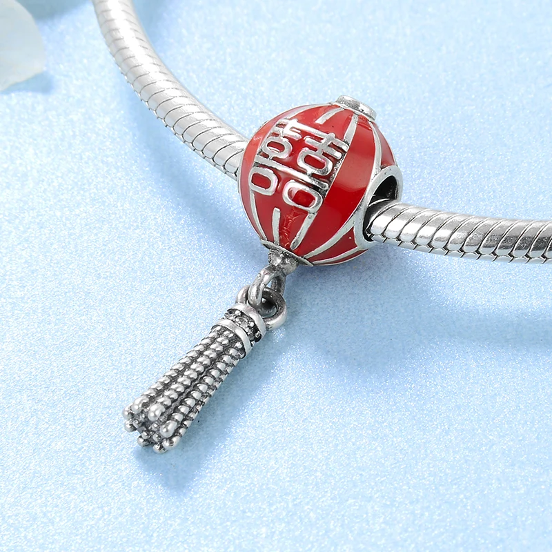 925 Sterling Silver Chinese wedding double Happiness Beads Fit Original Pandora Charms Bracelet women accessories Jewelry