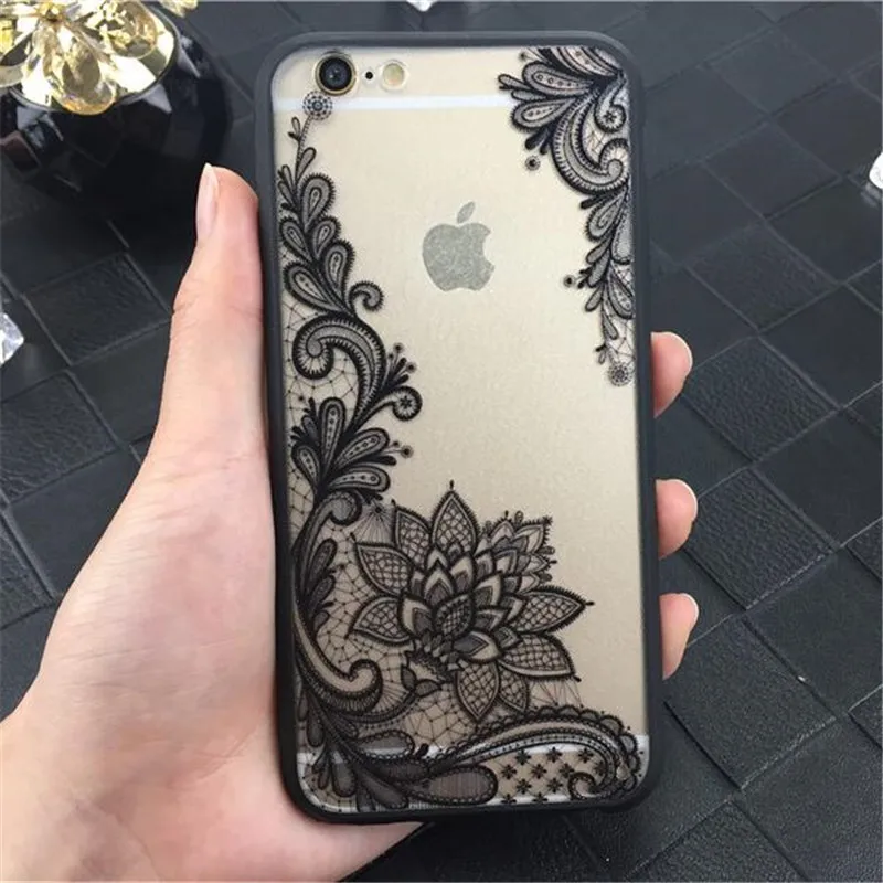 DS-LOVEHUI сексуальный ретро цветочный чехол для телефона iPhone 8 7 6 6s Plus X 5 5S SE черный