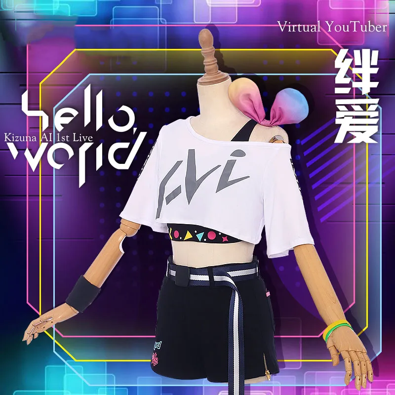 Аниме! Женский костюм для косплея Virtual youpuber Kizuna соблазнительный летний на каждый