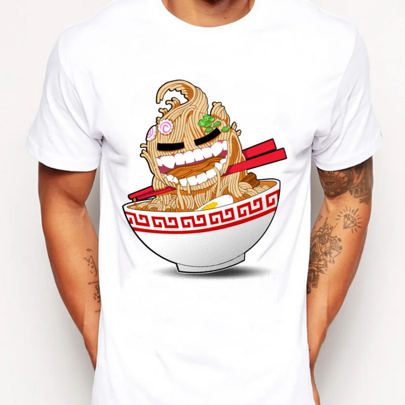 Новинка 2019 Мужская Модная креативная футболка с дизайном лапши Забавные