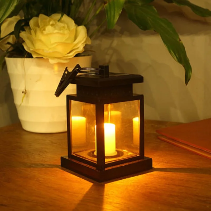 Waterproof LED Solar Garden Light Outdoor Flickering Flameless Candle Hanging Lantern Smokeless for Yard Lawn Patio Camping Tent | Лампы и